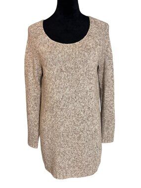 Old Navy Beige Knit Tunic Sweater Medium Cozy Core Neutral Boho Minimalist